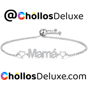 Pulsera Mujer Plata 925 Mamá y Corazones