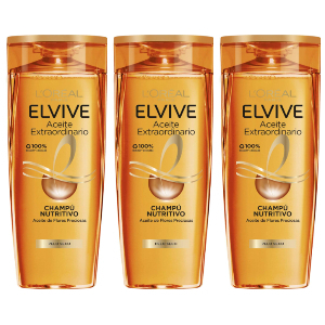 3x Elvive L'Oreal Paris Champú Pelo Seco 380ml