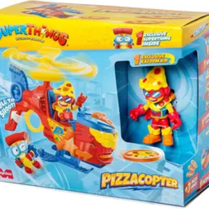 Superthings Helicóptero con Lanzador de Discos de Pizza