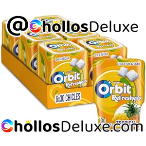 6x Orbit Bote de Chicles Sin Azúcar Sabor Tropical