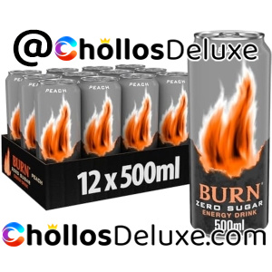12x Burn Energy Zero Peach/Raspberry Bebida Energética 500ml