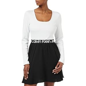 Calvin Klein Jeans Vestido de Corte Ajustado y Acampanados para Mujer