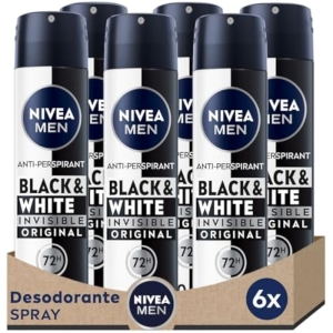 6x Nivea Men Black & White Invisible Desodorante Spray 200ml