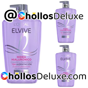 3x L'Oréal Elvive Champú Hidra Hialurónico 1L