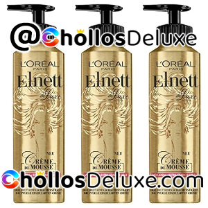 3x L'Oréal Paris Elnett Espuma fijadora para dar volumen y agarre extra fuerte, protección contra el calor y peinado 200 ml
