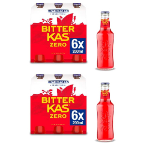 2x Bitter KAS Zero Pack de 6 Refrescos Amargo Sin Azúcar y Sin Alcohol de 200ml