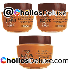 3x L'Oreal Paris Elvive Mascarilla Nutritiva Aceite Extraordinario con Aceite de Jojoba, para Pelo Seco, 300 ml