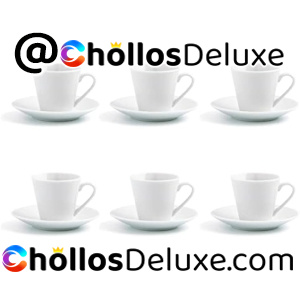 Set de 6 Tazas Porcelana con Plato 9cl