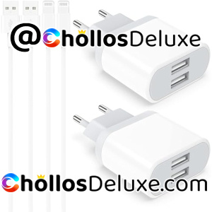 Pack de 2 Cargadores 2 Puertos +2 Cables iPhone