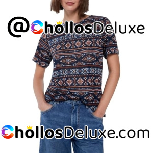 Springfield Camiseta Efecto Lino Estampada Mujer