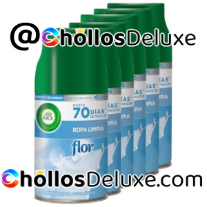 6x Air Wick Freshmatic Flor Ropa Limpia Recambios 250ml