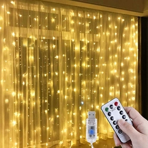 Cortina Cadena de Luces 300 LEDs 8 Modos +Mando