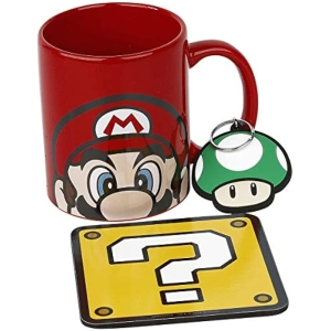 Taza Super Mario +Llavero +Posavasos