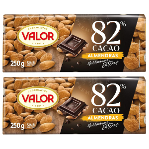 2x Valor Chocolate Negro 82% con Almendras 250g