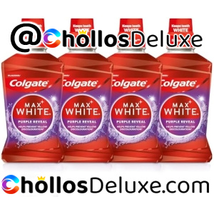 4x Colgate Max White Purple Reveal Enjuague Bucal 500ml