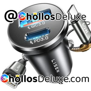Cargador Coche 60W 2 Puertos +Cable USB C a USB C