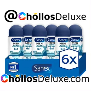 6x Sanex Men Active Desodorante Roll-On Hombre