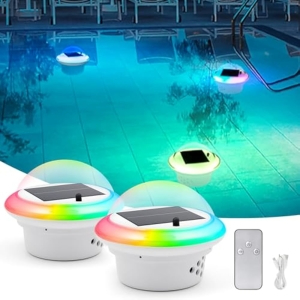2x Luces Solares Piscina LED RGB +Mando