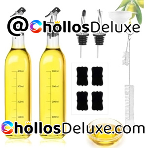 Pack de 2 Aceiteras Vidrio 500ml +Extras