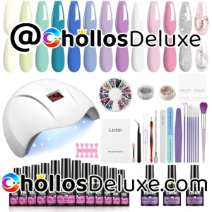 Kit 12 Esmaltes Uñas de Gel +Lámpara UV +Extras