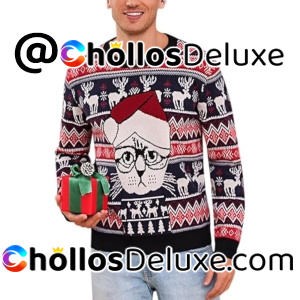 Jersey Navidad Hombre Gato y Renos