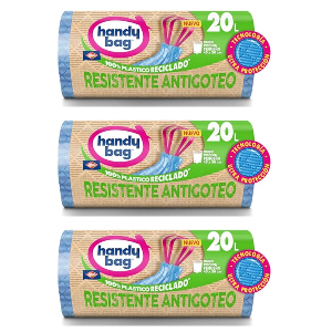 3x Handy Bag 15 Bolsas Basura Antigoteo 20L