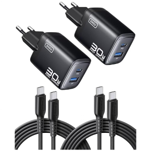Pack de 2 Cargadores 30W 2 Puertos +2 Cables USB C
