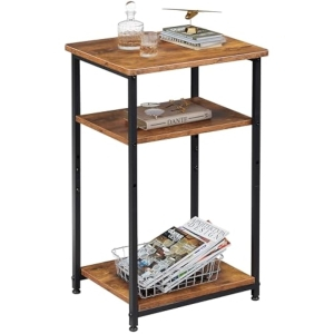 Mesa Auxiliar de Madera con 3 Estantes