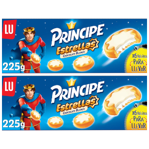 2x Príncipe Estrellas Galletas Chocolate Blanco 225g