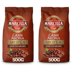 2x Marcilla Gran Aroma Café en Grano Mezcla 500g
