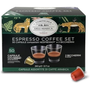Estuche 50 Cápsulas Caffè Corsini +2 Tazas Vidrio