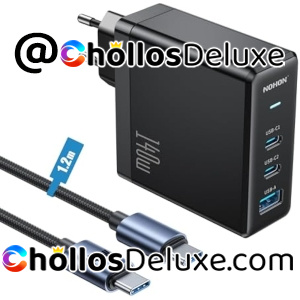 Cargador 140W GaN 3 Puertos +Cable Tipo C