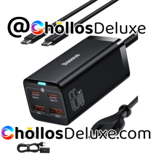 Cargador 65W GaN 4 Puertos +Cable USB C