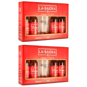 2x La Sagra Lager 4 Cervezas 330ml +Vaso