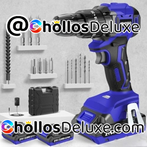 Taladro Percutor Inalámbrico +2 Baterías +Extras