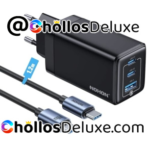 Cargador 65W GaN 3 Puertos +Cable USB C