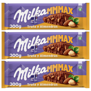 3x Milka MMMAX Tableta XL Chocolate, Trufa y Almendras 300g