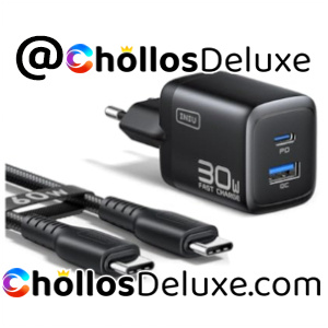Cargador GaN 30W USB-C/USB-A con Cable