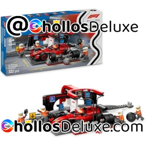 Lego City Parada en Boxes de F1 y Equipo de Mecánicos con Coche Ferrari