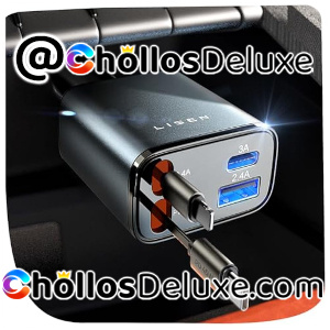 Cargador Coche Retráctil 69W 4 en 1