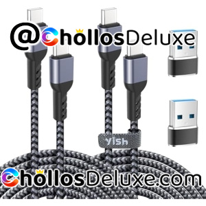 Set 2 Cables USB C a USB C 2 Metros +2 Adaptadores