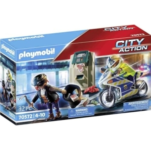 Playmobil Moto de Policía: Persecución del Ladrón de Dinero