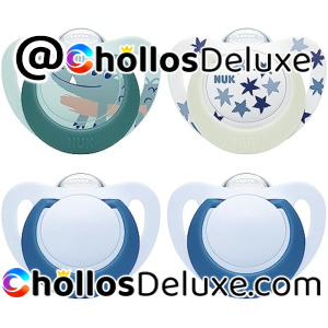 4x NUK Star Day+Night Chupetes Silicona 18‑36 Meses