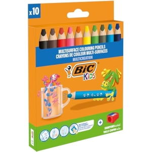 BIC Kids 10 Lápices Colores Multisuperficie +Sacapuntas