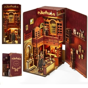 Retro Book Nook 3D Madera +Luz LED