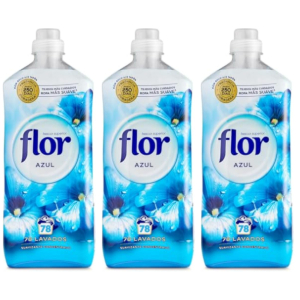 3x Flor Azul Suavizante 78 Lavados 1404ml