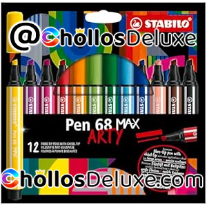 Stabilo Pen 68 MAX Estuche ARTY 12 Colores Punta Biselada 1‑5mm