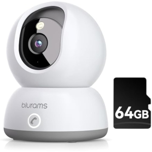 Cámara Vigilancia 2K Interior WiFi 360° Visión Nocturna +64GB MicroSD
