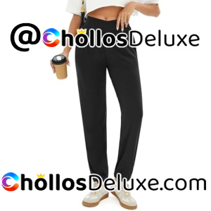 Pantalón Chándal Mujer Cintura Alta Suave con Bolsillos