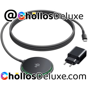 Cargador Inalámbrico 15W Qi2 +Cable USB-C +Adaptador